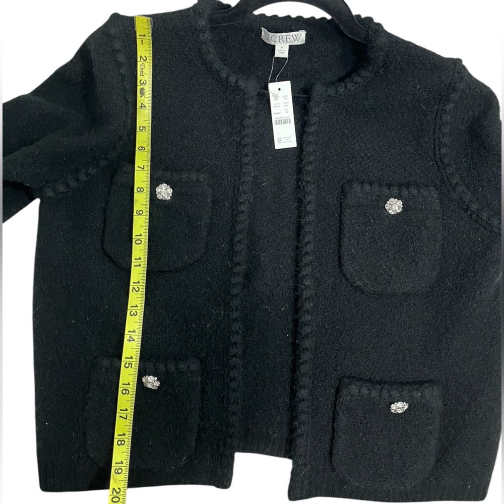 J Crew Odette Black Jacket Sweater Jewel Accents Wool Alpaca Blend Medium NWT - Picture 13 of 14